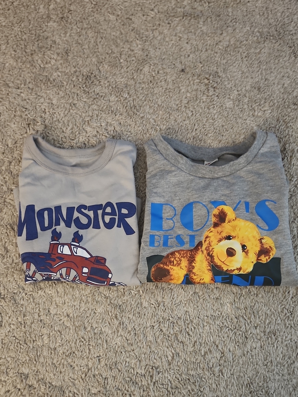 Kids Graphic Tee Bundle - Monster Truck & Teddy Bear - Gray